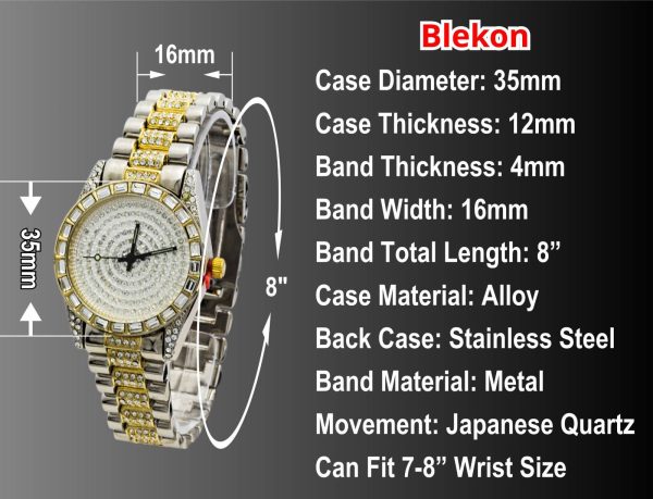 Luxury Unisex Crystal Watch Bling Iced-Out Watch Oblong Silver
