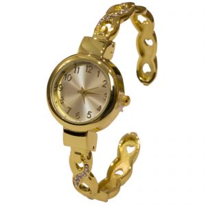 Blekon Collections Women's Crystal Embellished Twist with Round Face 25mm Metal Cuff Bracelet Watch