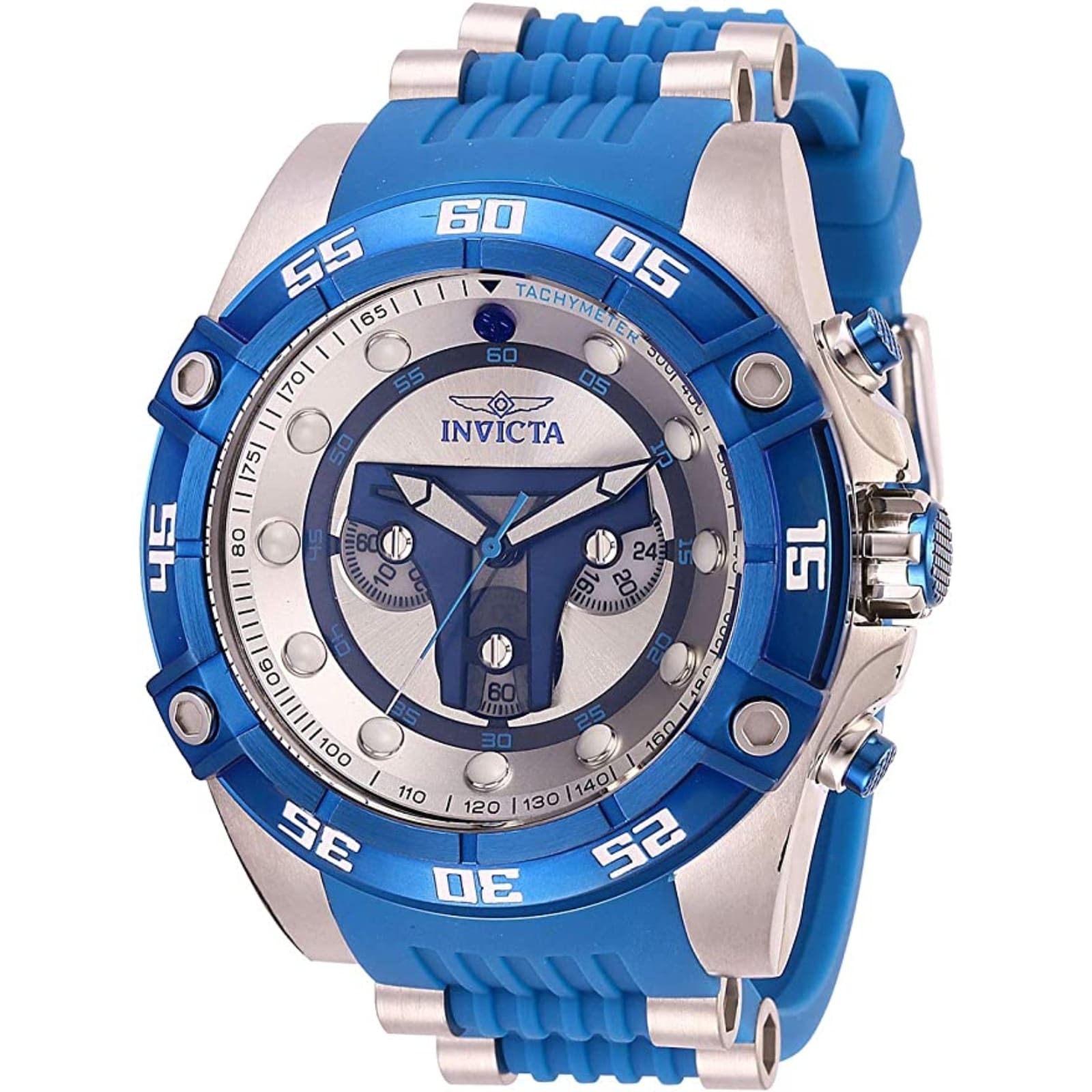 Star Wars Men's Stainless Steel Quartz Watch with Silicone Strap, Blue, 26 (Model: 27966)